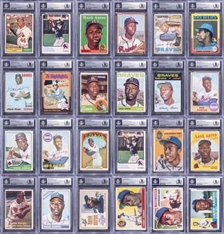 1954-1975 Topps Hank Aaron Signed Cards Collection (24) – All BGS Authentic